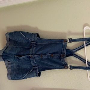 Women’s high-rise mom short jean overalls